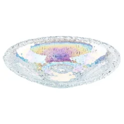 Glasschalen, oval mit Blumenrelief, 20,5cm x 13,4cm x 4,2cm, mit irisierender Oberfläche, 3 Stück