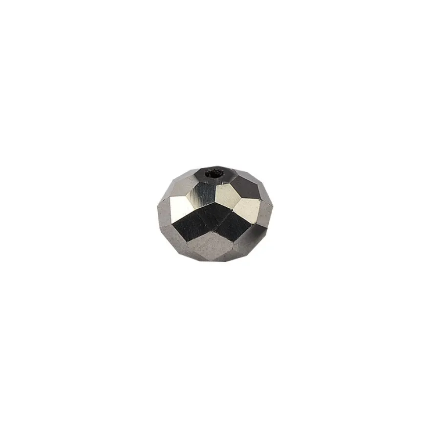 Glasschliff-Perlen, 1cm x 0,8cm, anthrazit, 15 Stück