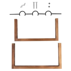 Glas-Vasen im Holzständer, 3 Glas-Vasen: Ø 6,5cm, 10cm hoch, Holzständer: 27cm breit