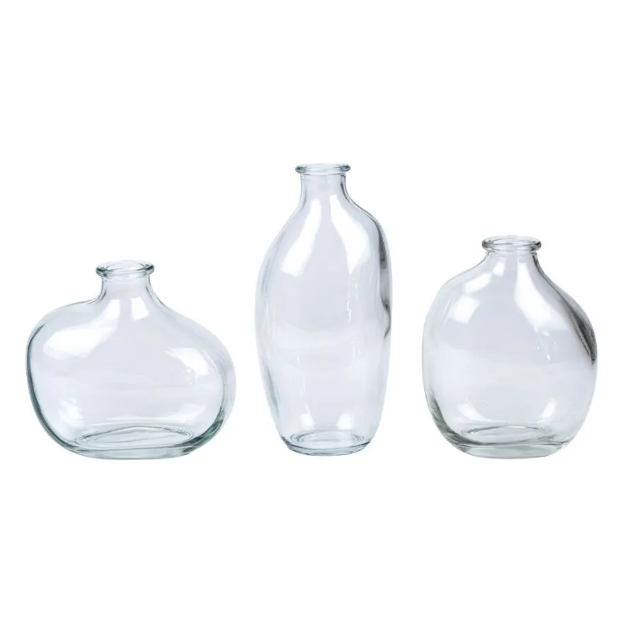 Glas-Vasen, organische Formen, versch. Größen & Designs, klar, 3 Stück