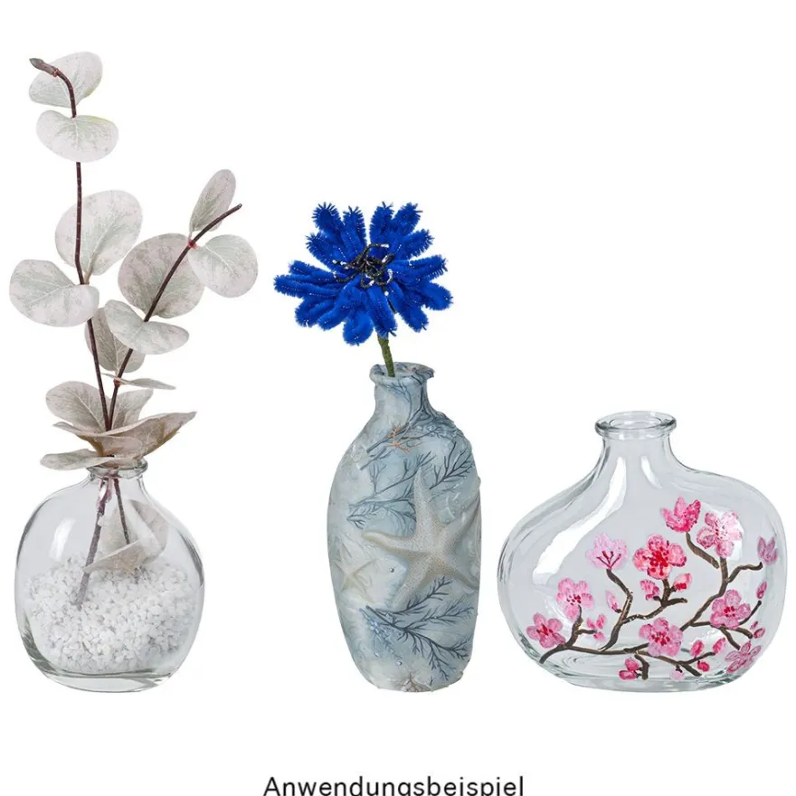 Glas-Vasen, organische Formen, versch. Größen & Designs, klar, 3 Stück