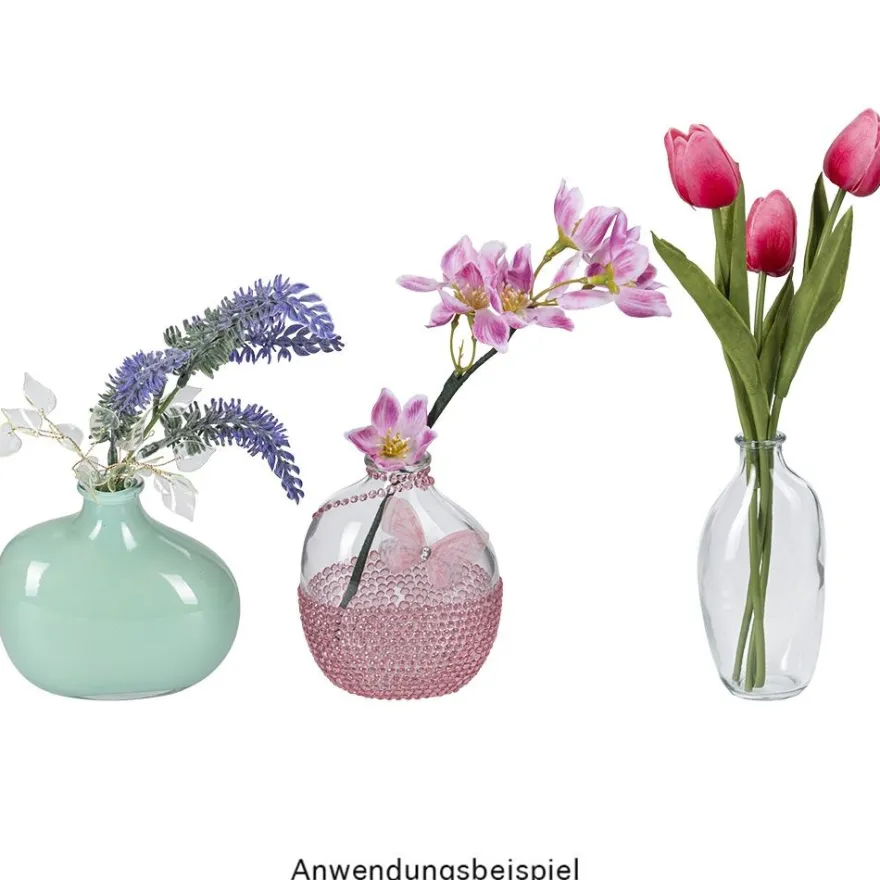 Glas-Vasen, organische Formen, versch. Größen & Designs, klar, 3 Stück