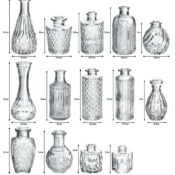 Glas-Vasen, verschiedene Designs & Größen, 14 Stück