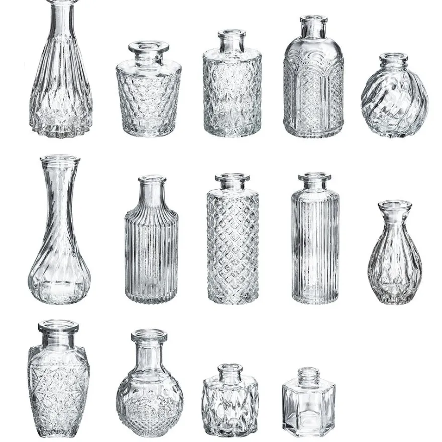 Glas-Vasen, verschiedene Designs & Größen, 14 Stück