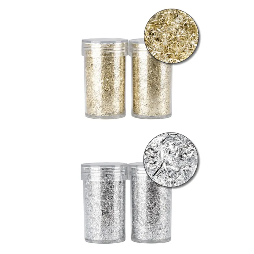 Glückstreffer-Set, Metallic-Flakes, gold & silber, je 3g, 4 Dosen