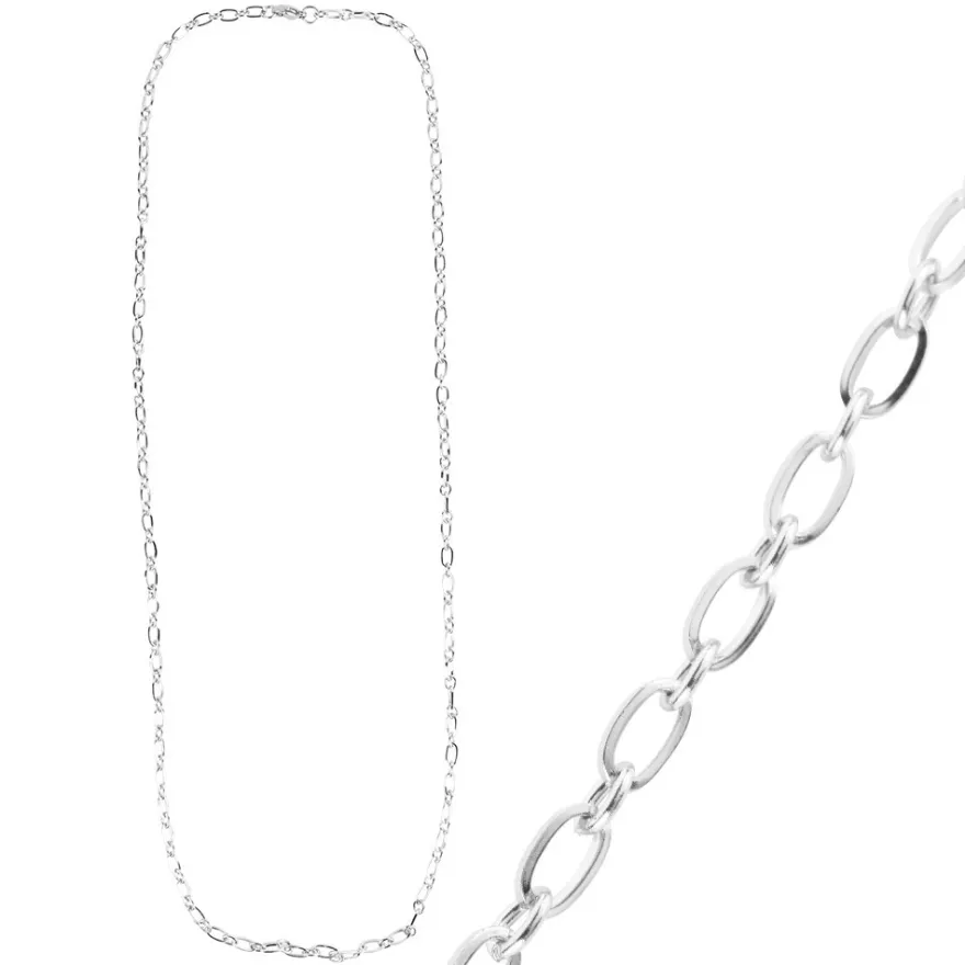 Glieder-Halskette, aus Edelstahl, Design 1, 60cm lang, Stärke: 3,5mm, silber