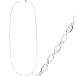 Glieder-Halskette, aus Edelstahl, Design 1, 70cm lang, Stärke: 3,5mm, silber