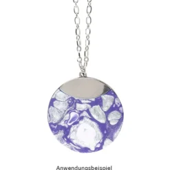 Glieder-Halskette mit Anhänger aus Edelstahl, Länge 60cm, 3mm stark, Anhänger Ø 5cm, silber