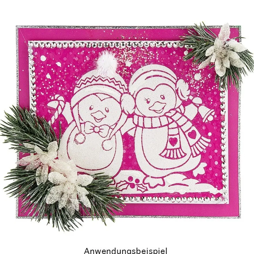 Glimmer-Relief-Sticker XXL, Pinguine, 20cm x 50cm