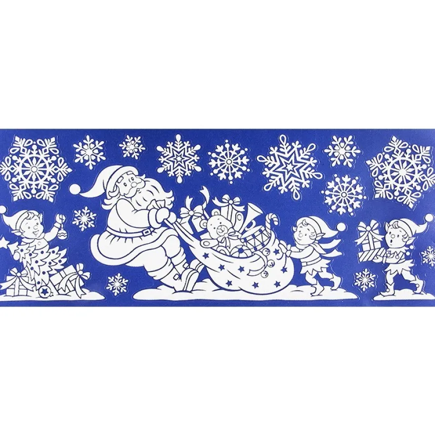 Glimmer-Relief-Sticker XXL, Weihnachtsmann 1, 20cm x 50cm