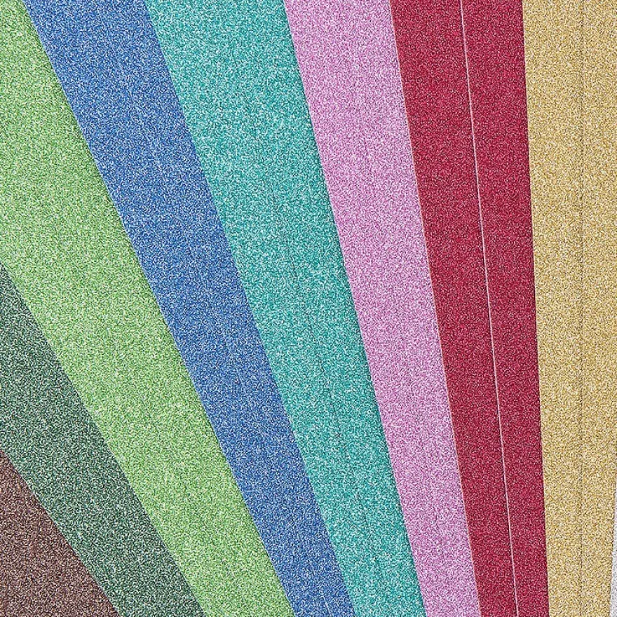 Glitter-Karton Diamantiert, DIN A4, 10 verschiedene Farben, 20 Stück