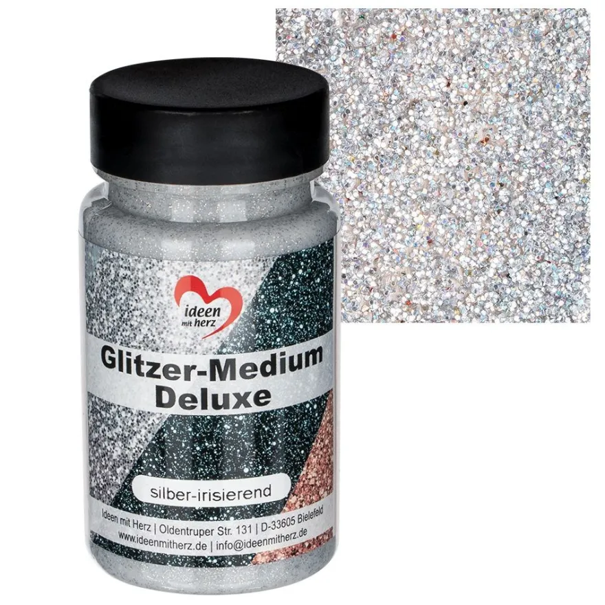 Glitzer-Medium Deluxe, silber-irisierend, 90ml