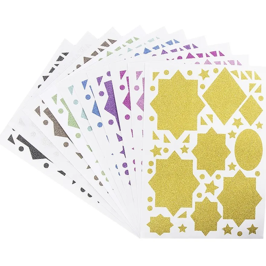Glitzer-Sticker, Ornamente und Rahmen 5, DIN A4, 10 Farben, 10 Bogen