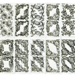 Gravur-Sticker, 40 Blumen-Ecken XXL, transparent/gold, 10 Bogen