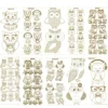 Gravur-Stickerbogen, 82 Eulen-Motive