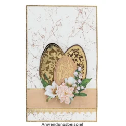 Gravur-Stickerbogen, Frühjahr/Ostern, 10cm x 23cm, transparent/gold, 10 Bogen