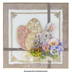 Gravur-Stickerbogen, Frohe Osterzeit, 10cm x 23cm, transparent/gold, 10 Bogen