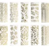 Gravur-Stickerbogen, Rosen, 10cm x 23cm, transparent/gold, 10 Bogen