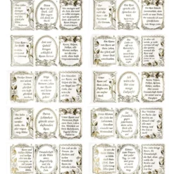 Gravur-Stickerbogen, 30 Rosen-Poesie Sprüche