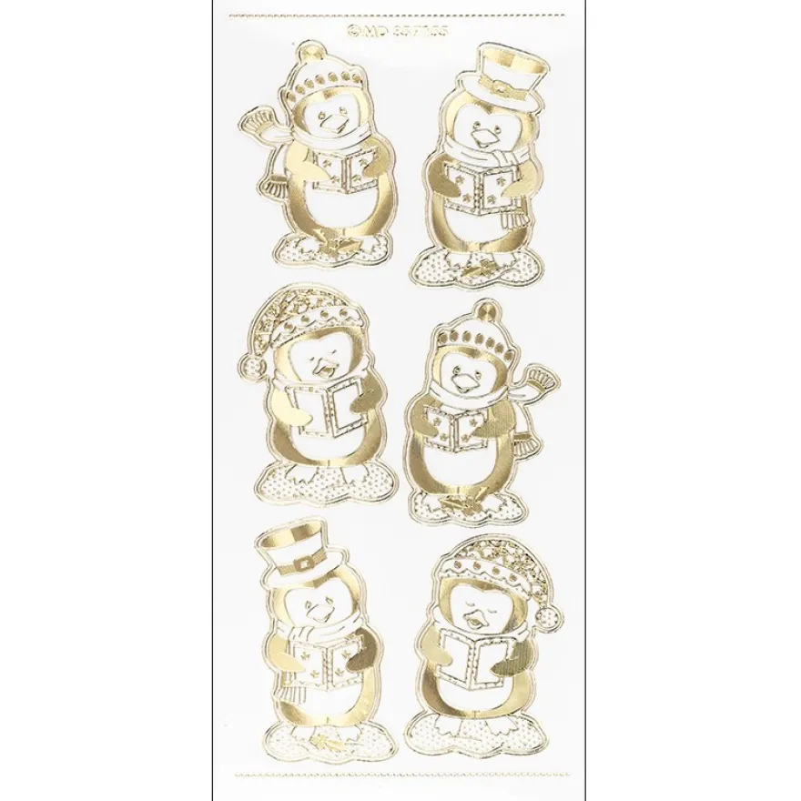 Gravur-Stickerbogen, Winter/Weihnachten, 10cm x 23cm, transparent/gold, 10 Bogen