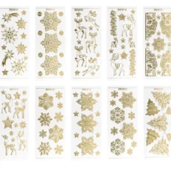Gravur-Stickerbogen, Winter/Weihnacht 1, 10cm x 23cm, transparent/gold, 10 Bogen