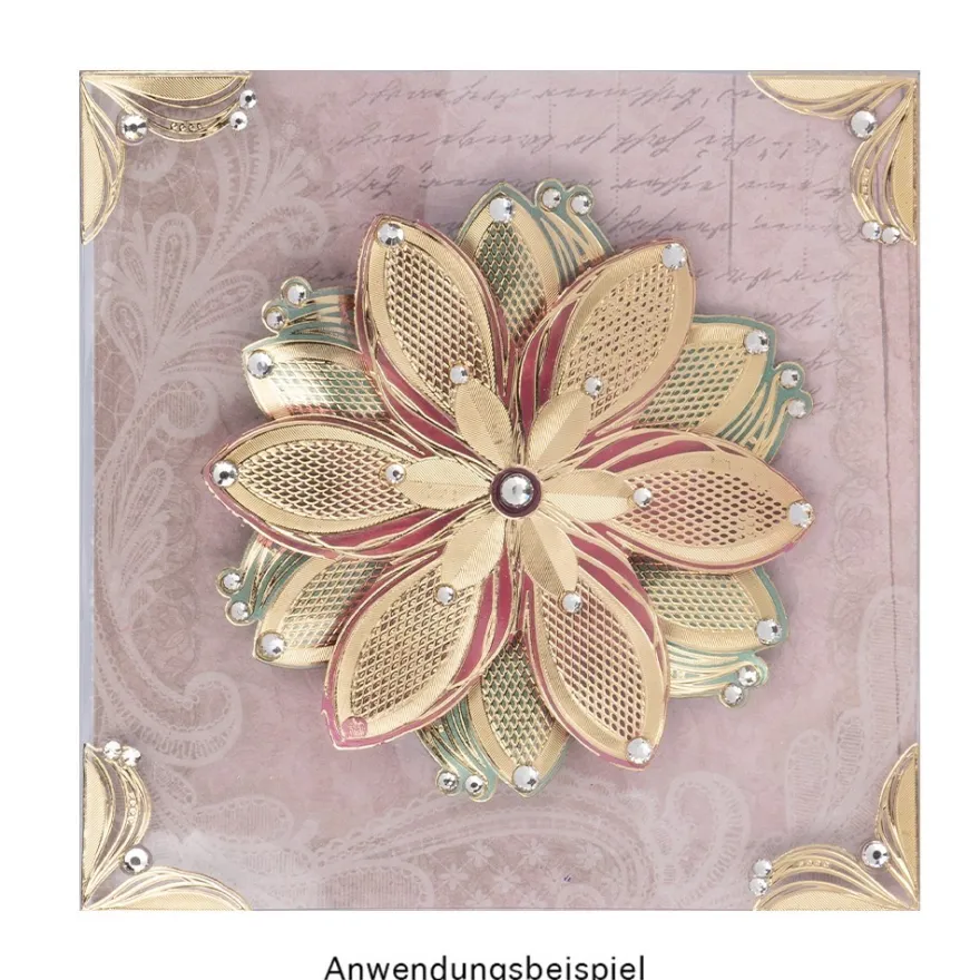 Gravur-Stickerbogen, Zier-Ornamente, 10cm x 23cm, transparent/gold, 10 Bogen