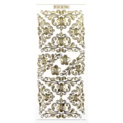 Gravur-Sticker, Eck-Ornamente, transparent/gold, 10 Bogen