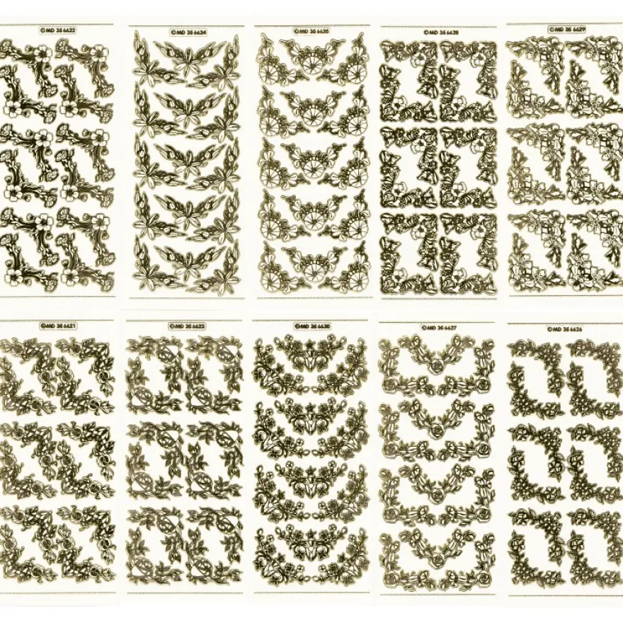 Gravur-Sticker, 126 florale Eck-Ornamente
