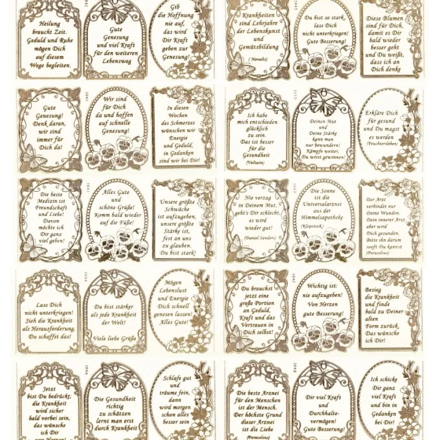 Gravur-Sticker, 30 herzliche Genesungswünsche, 10 Bogen