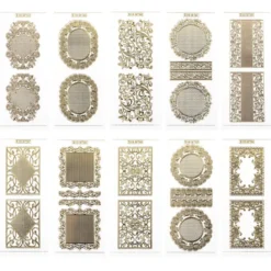 Gravur-Sticker, Hintergründe & Spitzendeckchen, transparent/gold, 10 Bogen