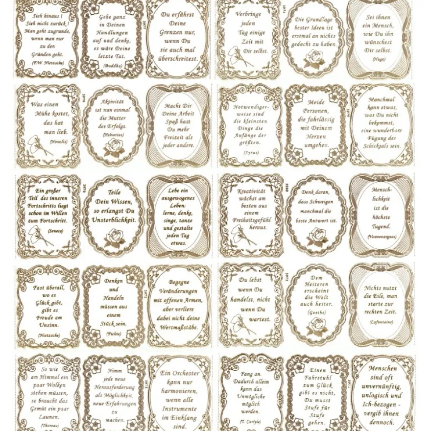 Gravur-Sticker, 30 Lebensregeln, transparent/gold, 10 Bogen