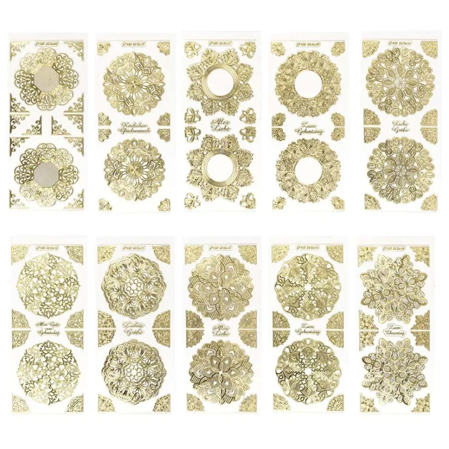 Gravur-Sticker, Mandalas, transparent/gold, 10 Bogen