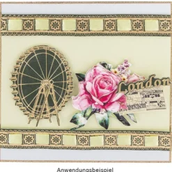 Gravur-Sticker, Nostalgie, transparent/gold, 10 Bogen