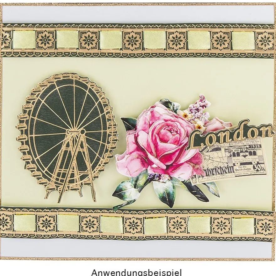 Gravur-Sticker, Nostalgie, transparent/gold, 10 Bogen