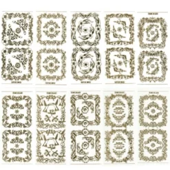 Gravur-Sticker, 20 Rahmen & 40 Ecken, transparent/gold, 10 Bogen