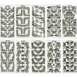 Gravur-Sticker, 108 Weihnachts-Ecken, transparent/gold, 10 Bogen