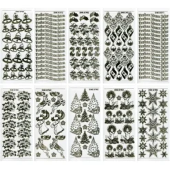 Gravur-Sticker, Weihnachts-Ornamente, transparent/gold, 10 Bogen
