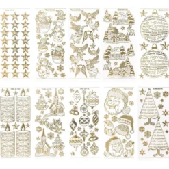 Gravur-Sticker, Winter & Weihnacht, transparent/gold, 10 Stück