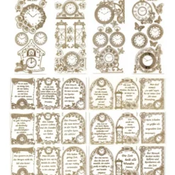 Gravur-Sticker, Zeitsprüche und Uhrenmotive, 10 Bogen
