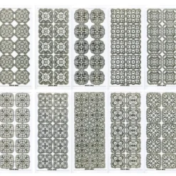 Gravur-Sticker, 100 Zier-Quadrate, transparent/gold, 10 Bogen