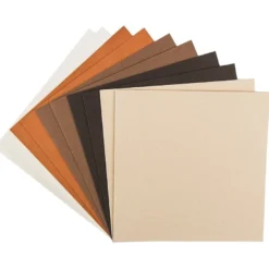 Grußkarten "Anna" in Leinen-Optik, 16x16cm, 5 Farben, Creme-/Brauntöne, inkl. Umschläge, 10 Stück