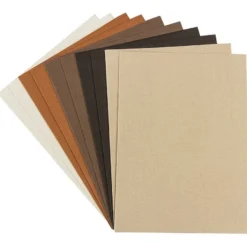 Grußkarten "Anna" in Leinen-Optik, B6, 5 Farben, Creme-/Brauntöne, inkl. Umschläge, 10 Stück