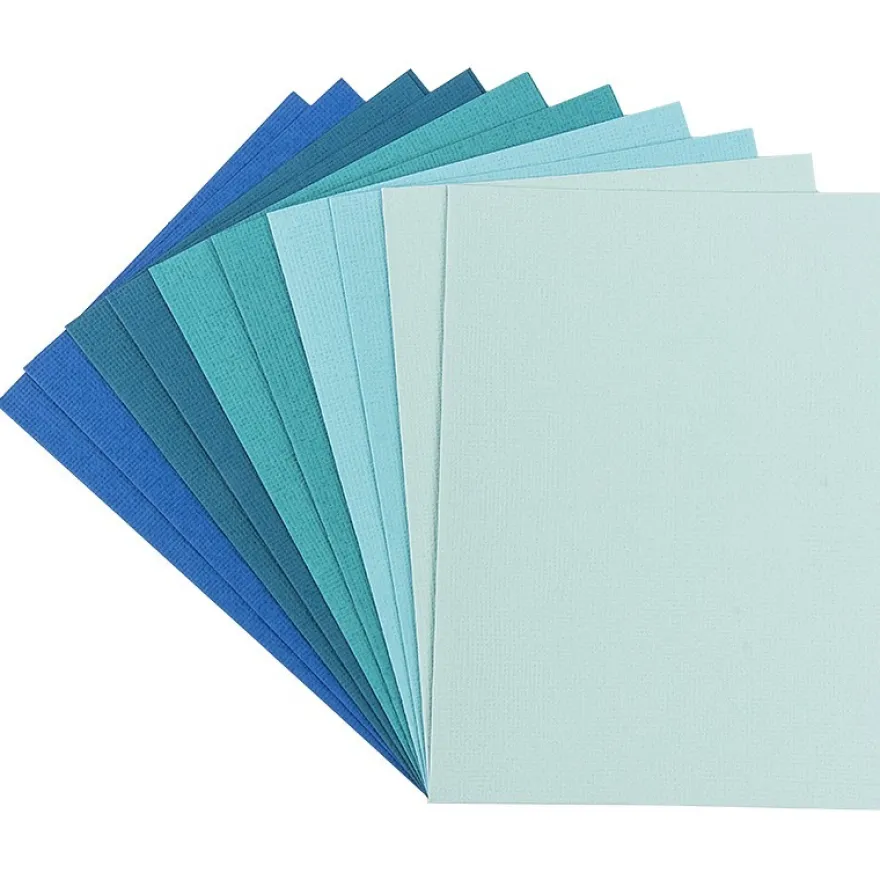 Grußkarten "Anna" in Leinen-Optik, C6, 5 Farben, Mint-/Blautöne, inkl. Umschläge, 10 Stück