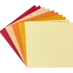Grußkarten "Anna" in Leinen-Optik, 11x11cm, 5 Farben, Rot-/Gelbtöne, inkl. Umschläge, 10 Stück