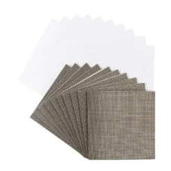 Grußkarten Glitzer-Leinen, 11cm x 11cm, taupe, inkl. Umschläge, 10 Stück