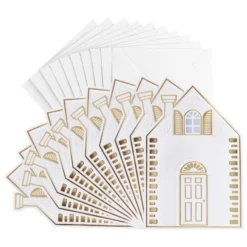 Grußkarten, Haus, geprägt & folienveredelt, naturweiß, B6, inkl. Umschläge, 10 Stück