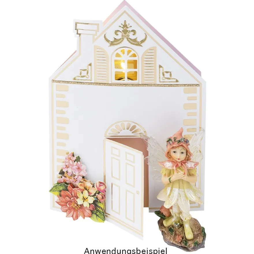 Grußkarten, Haus, geprägt & folienveredelt, naturweiß, B6, inkl. Umschläge, 10 Stück