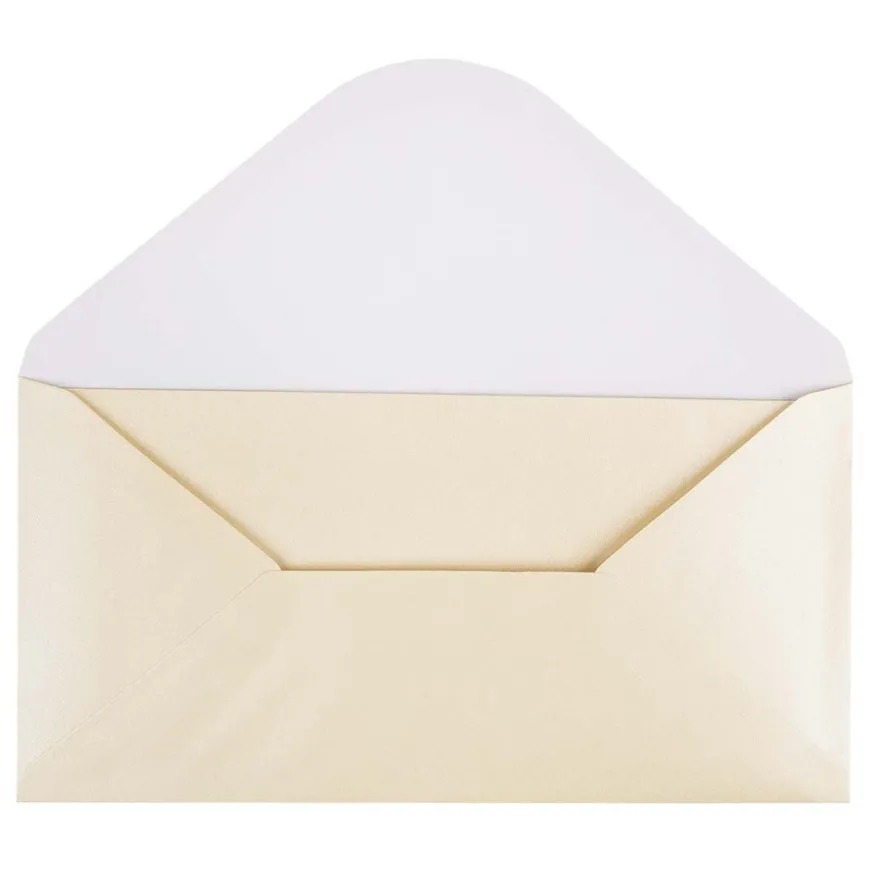 Grußkarten, Perlmutt, 21cm x 10,5cm, 250 g/m², creme, inkl. Umschläge, 10 Stück