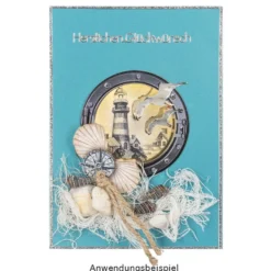Grußkarten, Perlmutt, C6, petrol, inkl. Umschläge, 10 Stück