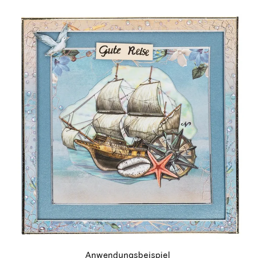Grußkarten, Perlmutt, taubenblau, 16cm x 16cm, 250 g/m², inkl. Umschläge, 10 Stück